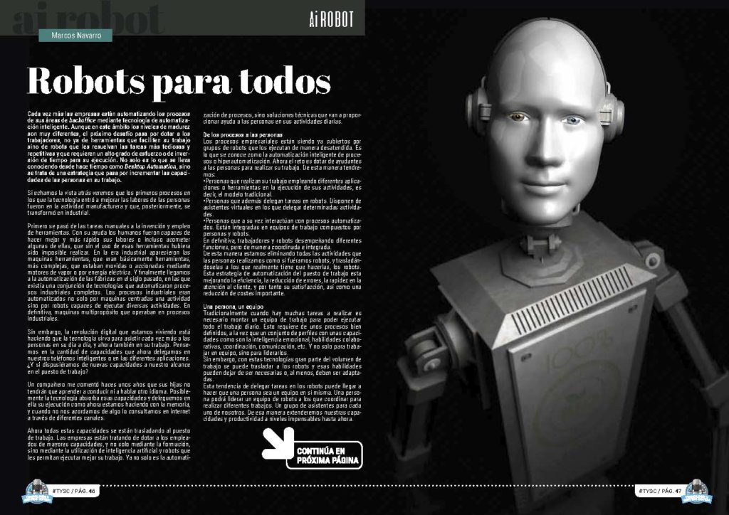 Artículo "Robots para todos" de Marcos Navarro Alcaraz en la Sección "AI Robot" de la Revista Tecnología y Sentido Común #TYSC