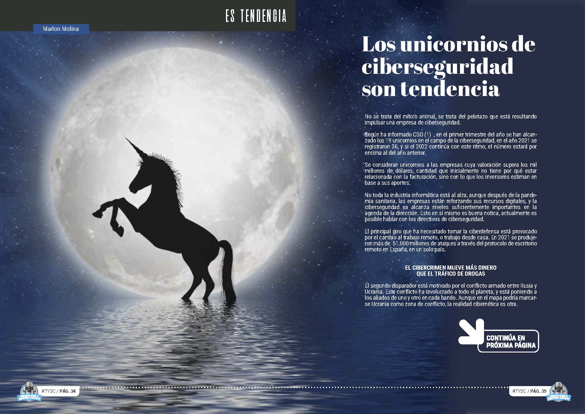 Artículo "Los unicornios de ciberseguridad son tendencia" de Marlon Molina en la Sección "Es Tendencia" de la Revista Tecnología y Sentido Común #TYSC23 de octubre de 2022