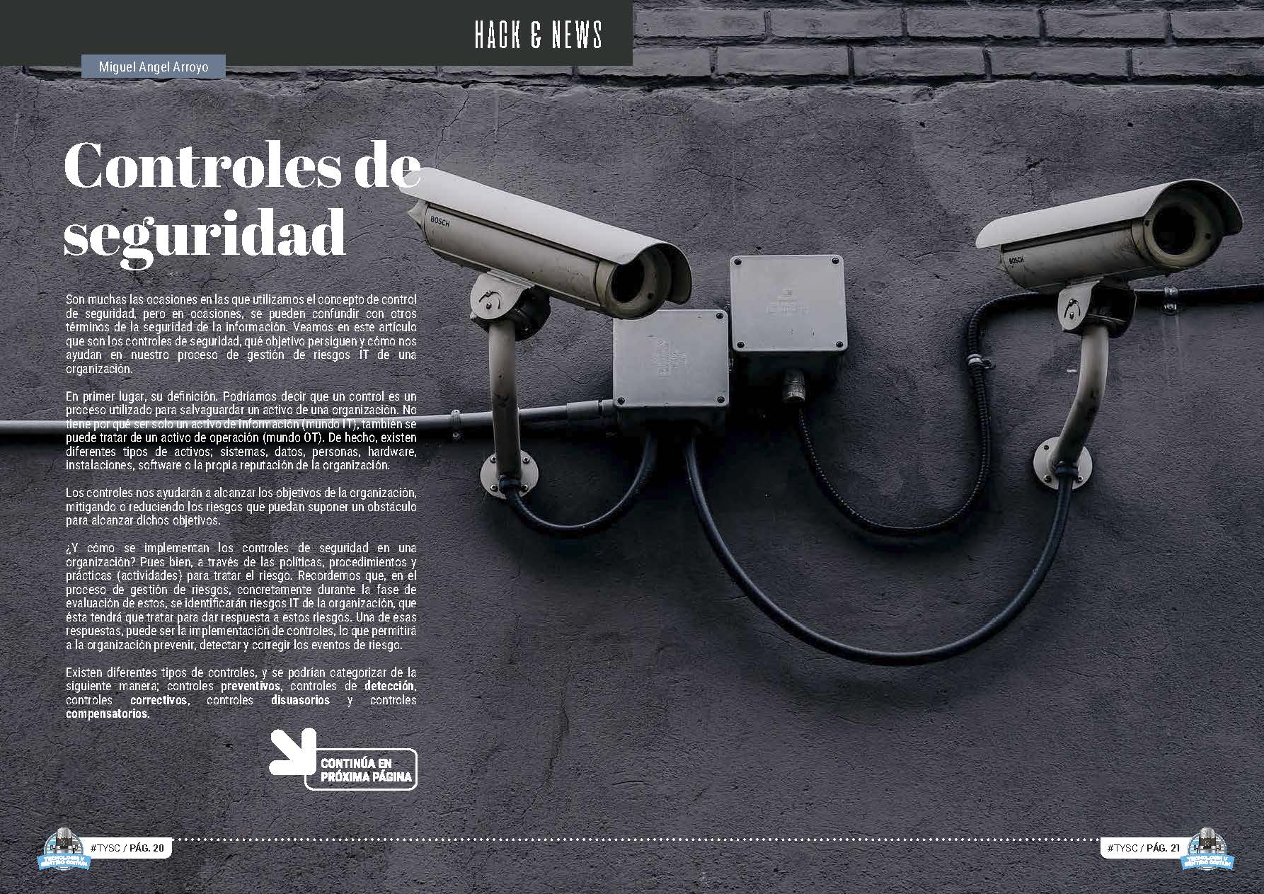Artículo "Controles de seguridad" de Miguel Angel Arroyo Moreno en la Sección "Hack & News" de la Revista Tecnología y Sentido Común #TYSC26 de enero de 2023
