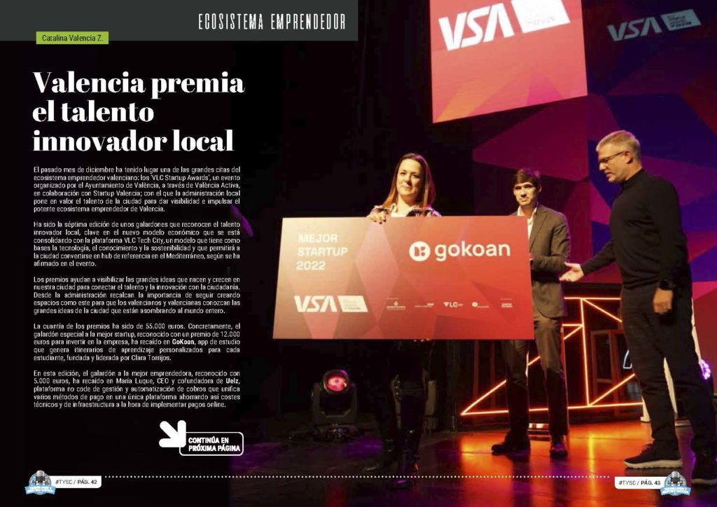 Artículo "València premia el talento innovador local" de Catalina Valencia en la Sección "Ecosistema Emprendedor" de la Revista Tecnología y Sentido Común #TYSC26 de enero de 2023