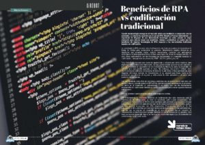 Artículo "Beneficios de RPA vs codificación tradicional" de Marcos Navarro en la Sección "Ai Robot" de la Revista Tecnología y Sentido Común #TYSC26 de enero de 2023