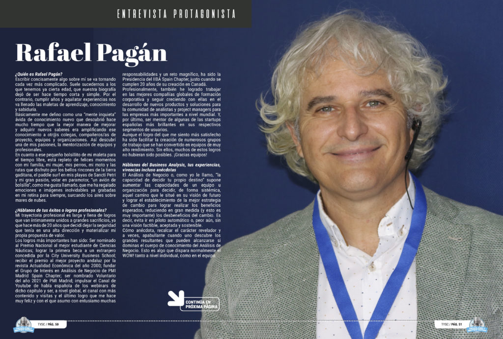 Rafael Pagán en la sección "Entrevista Protagonista" de la edición de diciembre de la Revista Mensual Tecnología y Sentido Común TYSC