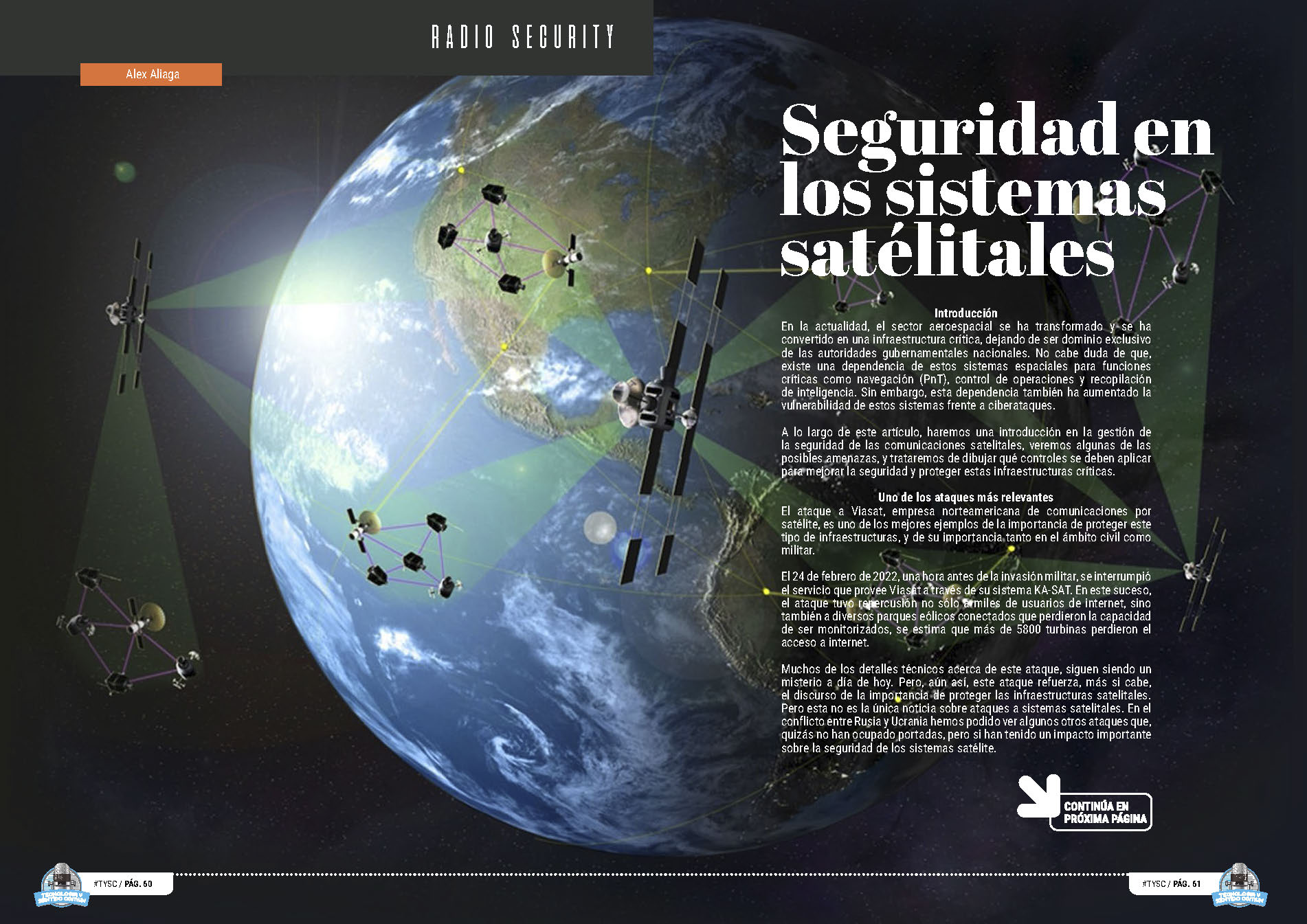 "Seguridad en los Sistemas Satelitales" artículo de Alejandro Aliaga Casanova en la sección "Radio Security" de la edición de Septiembre de 2024 de la Revista Tecnología y Sentido Común TYSC a Revista Líder de Audiencia de la Alta Dirección y los Profesionales en Gestión de Proyectos, Servicios, Procesos, Riesgos y por supuesto Gobierno de Tecnologías de la Información