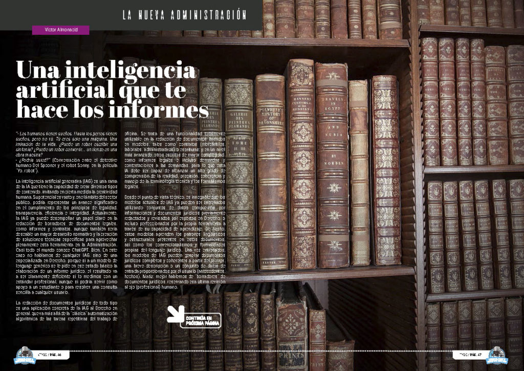 "Una Inteligencia Artificial que te hace los Informes" artículo de Victor Almonacid en la sección "La Nueva Administración" de la edición de Octubre de 2024 de la Revista Tecnología y Sentido Común TYSC a Revista Líder de Audiencia de la Alta Dirección y los Profesionales en Gestión de Proyectos, Servicios, Procesos, Riesgos y por supuesto Gobierno de Tecnologías de la Información