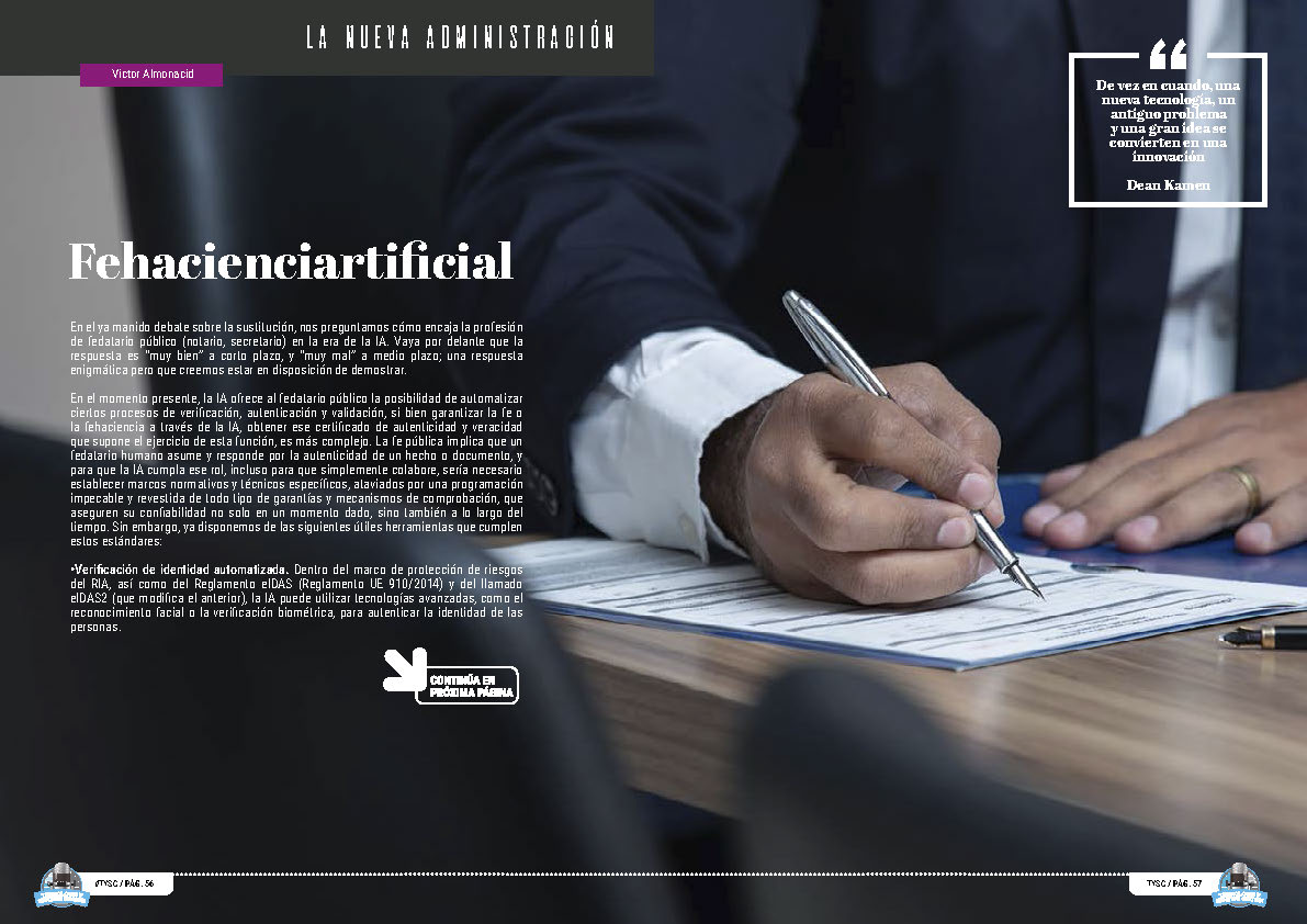 "Fehacienciartificial" artículo de Victor Almonacid en la sección "La Nueva Administración" de la edición de Diciembre de 2024 de la Revista Tecnología y Sentido Común TYSC a Revista Líder de Audiencia de la Alta Dirección y los Profesionales en Gestión de Proyectos, Servicios, Procesos, Riesgos y por supuesto Gobierno de Tecnologías de la Información