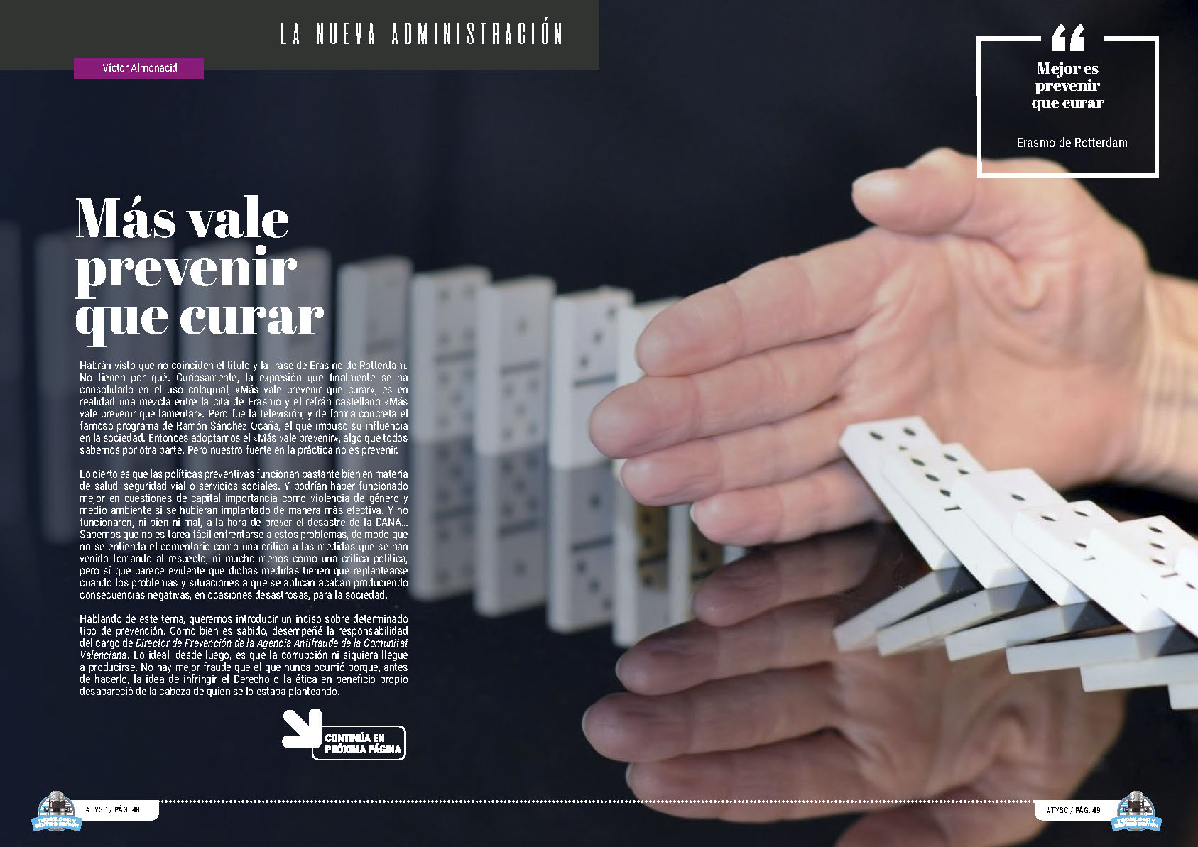 "Más vale prevenir que curar" artículo de Victor Almonacid en la sección "La Nueva Administración" de la edición de Abril de 2025 de la Revista Tecnología y Sentido Común TYSC a Revista Líder de Audiencia de la Alta Dirección y los Profesionales en Gestión de Proyectos, Servicios, Procesos, Riesgos y por supuesto Gobierno de Tecnologías de la Información