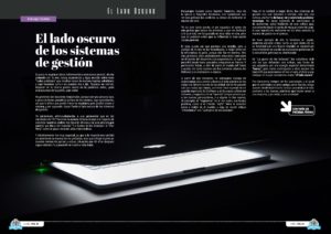 "El Lado Oscuro de los Sistemas de Gestión" artículo de Domingo Gaitero en la sección "El Lado Oscuro" de la edición de septiembre de 2025 de la Revista Tecnología y Sentido Común TYSC a Revista Líder de Audiencia de la Alta Dirección y los Profesionales en Gestión de Proyectos, Servicios, Procesos, Riesgos y por supuesto Gobierno de Tecnologías de la Información