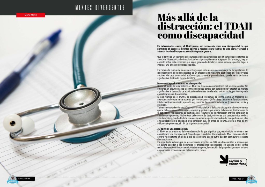 "Más allá de la distracción: el TDAH como discapacidad" artículo de "Marta Martín García" en la sección "Mentes Divergentes" de la edición de Abril de 2025 de la Revista Tecnología y Sentido Común TYSC a Revista Líder de Audiencia de la Alta Dirección y los Profesionales en Gestión de Proyectos, Servicios, Procesos, Riesgos y por supuesto Gobierno de Tecnologías de la Información